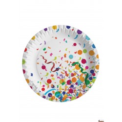 Popierinės lėkštės SUPER CONFETTI 18 cm (8 vnt/pak.) © meskuti