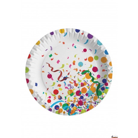 Popierinės lėkštės SUPER CONFETTI 18 cm (8 vnt/pak.) © meskuti