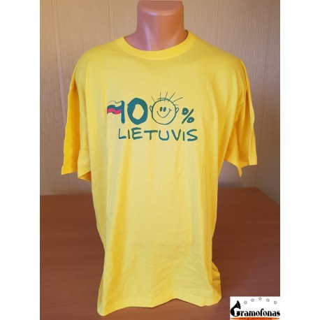 Marškinėliai "100 % LIETUVIS" (Geltoni)