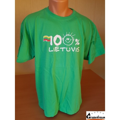 Marškinėliai "100 % LIETUVIS" (Žali)