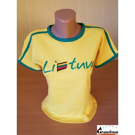 Marškinėliai "Lietuva" (Siuvinėti-geltoni)